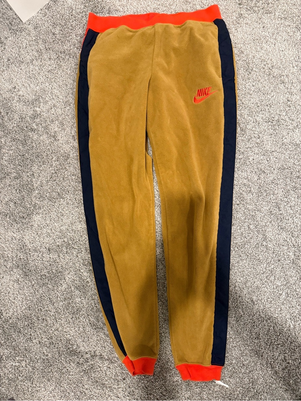 Nike women’s Brown Fleece Joggers with Orange Trim